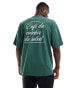 Фото #1 товара Selected Homme oversized heavy weight t-shirt with script backprint in green