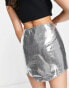 4th & Reckless mini leather look skirt in metallic silver Серебристый, 34 - фото #4