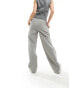 In The Style x Perrie Sian wide leg tailored trousers in grey