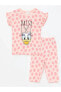 Фото #1 товара Bisiklet Yaka Kısa Kollu Daisy Duck Baskılı Kız Bebek Pijama Takımı