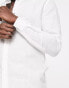 ASOS DESIGN smart linen mix regular fit shirt with penny collar in white Белый, XL - Chest 44 - фото #16