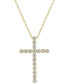 ფოტო #1 პროდუქტის Diamond Cross 18" Pendant Necklace (1/4 ct. t.w.) in 10k Gold, 16" + 2" extender