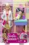 Barbie FXP16 - Zahnärztin-Puppe, Blonde, Spielset, kleine Patientenpuppe, Spülbecken, Behandlungsstuhl und vielem mehr, zum Beruf passendes Spielzeug für Kinder im Alter von 3–7 Jahren