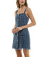 ფოტო #3 პროდუქტის Juniors' Straight-Neck Sleeveless Fringe-Trim Tweed Dress