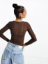 ASOS DESIGN mesh bodysuit in chocolate