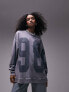 Фото #7 товара Topshop graphic 98 washed oversized sweat in blue