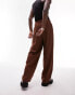 Topman wide leg wool mix trousers in brown