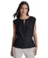 ფოტო #1 პროდუქტის Women's Crewneck Pleated Cap Sleeve Blouse