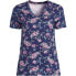 Women's Relaxed Supima Cotton Short Sleeve V-Neck T-Shirt Deep sea navy paisley floral, XSmall - фото #9