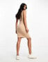 Фото #2 товара River Island scoop neck ribbed mini dress in beige