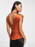 ASOS DESIGN sleeveless blouse with twist detail & v-back in chocolate