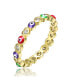 Фото #1 товара RA Young Adults/Teens 14k Yellow Gold Plated with Cubic Zirconia Colorful Enamel Evil Heart Stacking Ring