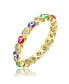 ფოტო #1 პროდუქტის RA Young Adults/Teens 14k Yellow Gold Plated with Cubic Zirconia Colorful Enamel Evil Heart Stacking Ring