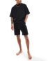 Фото #7 товара ASOS DESIGN pyjama set with oversized t-shirt and shorts in jersey in black