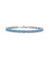 ფოტო #1 პროდუქტის Simple Strand Created Blue Opal Tennis Bracelet For Women .925 Sterling Silver October Birthstone 7-7.5 Inch