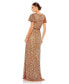 Фото #2 товара Women's Sequined Wrap Over Butterfly Sleeve Draped Gown