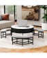 Modern Round Lift-Top Coffee Table With Storage & 3 Ottoman