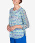 ფოტო #5 პროდუქტის Women's Tradewinds Texture Biadere Shirttail with Necklace Hem Top