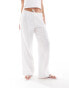 Monki wide leg pull on textured trousers in white