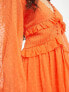 ASOS DESIGN Petite button through pintuck mini dobby dress in bright orange