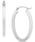 ფოტო #1 პროდუქტის Polished Square Tube Oval Medium Hoop Earrings in 14k Yellow Gold and 14k White Gold