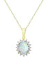 ფოტო #1 პროდუქტის 18" Opal (1-1/2 ct. t.w.) and White Topaz (5/8 ct. t.w.) Pendant Necklace in 18k Gold-Plated Sterling Silver