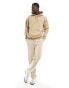 Hollister script logo relaxed fit hoodie with side seam zip in tan