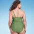 Women's Side-Tie One Shoulder One Piece Swimsuit - Shade & Shore Green S
