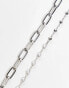 Фото #4 товара Reclaimed Vintage unisex 2 row necklace with silver chain