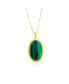 Фото #1 товара Sterling Silver or Gold plated over Sterling Silver Oval Malachite Beaded Border Pendant Necklace