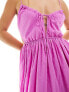 ASOS DESIGN cotton dobby midi sundress with cut out in purple