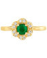 ფოტო #2 პროდუქტის Costa Smeralda Emeralds (1/4 ct. t.w.) & Nude Diamond (1/8 ct. t.w.) Flower Halo Ring in 14k Gold