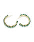 Women's Green Embellished Hoop Earrings