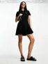 Urban Revivo pleated hem t-shirt dress in black