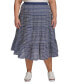 ფოტო #1 პროდუქტის Plus Size Eyelet Tiered Midi Skirt