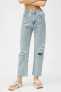 Kadın Yüksek Bel Kot Pantolon Düz Crop Paça - Eve Jeans 3sal40060md
