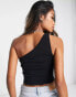 ONLY exclusive one shoulder crop top in black