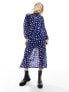 Фото #7 товара Wednesday's Girl tiered midaxi spot dress in blue