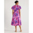 Фото #3 товара Scoop Women's Cut Out Pink Print Midi Dress with Puff Sleeves Size M (8-10)