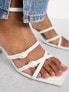 Stradivarius buckle detail kitten heel sandal in white