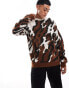 Фото #2 товара ASOS DESIGN relaxed knitted brushed jumper in leopard print