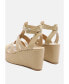 WINDRUSH Cage Wedge Leather Sandal in Nude