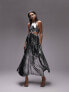 Topshop lame metallic keyhole elasticated maxi dress in silver