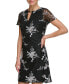 Women's Short-Sleeve Embroidered-Lace Sheath Dress