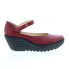 Фото #1 товара Fly London Yawo YAWO345FLY-014 Womens Red Leather Mary Jane Flats Shoes