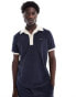 GANT logo towelling resort contrast collar polo in navy CO-ORD