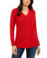 Фото #1 товара Charter Club Women's V Neck Sweater Long Sleeve Ravishing Red M