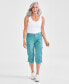 Фото #1 товара Petite Mid Rise Bungee-Hem Capri Pants, Created for Macy's