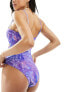 Фото #7 товара Monki twist front swimsuit in purple swirl print