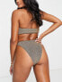 South Beach mix & match high waist bikini bottom in gold metallic Золотистый, US 4 - фото #3